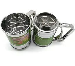 Кухоль-сито для просіювання борошна великий подвійне сито Ø 12.5 см, Kitchen Master Светло-серый 84106 - мініатюра 5