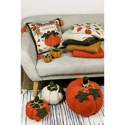 Подушка в'язана Прованс Happy Fall Гарбуз, 45х45 см (29745) - мініатюра 3