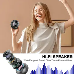 Водонепроникна Bluetooth колонка Hupoaf S5 IPX7 для душу пляжу кемпінгу подорожей з підсвіткою та дисплеєм часу (SKU-033) - мініатюра 4