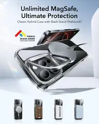 Прозорий чохол із підставкою ESR Classic Hybrid Case with Stash Stand (HaloLock) Clear для iPhone 16 Pro Max (1A7500102) - мініатюра 2