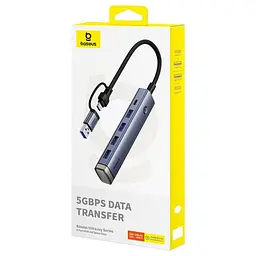 USB/Type-C HUB Baseus UltraJoy 4-Port AIR (USB/Type-C to USB 3.0x4+Type-C) сірий B0005280B811-13 - мініатюра 2