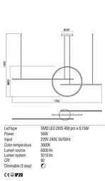Підвісний світильник Redo GIOTTO SU LED 66W 3000K MWH (4.1.2) 01-1736 - мініатюра 3