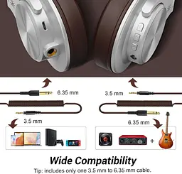 Гарнітура OneOdio Fusion A70, Bluetooth+3,5мм/6,35мм, Silver Brown - мініатюра 4