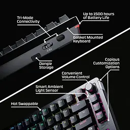 Клавіатура HyperX Alloy Rise 75 Wireless ENG/UA RGB Black (91Y91AA) - мініатюра 9