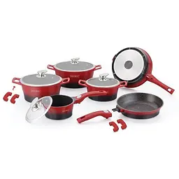 Набір посуду Royalty Line RL-ES2014M Black+Red 14 предметів