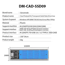 Кишеня зовнішня Dynamode M.2 SSD NVMe/SATA combo ч-з USB3.2 GEN2 Type-C (DM-CAD-SSD09) - мініатюра 12