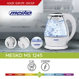 Електрочайник скляний Mesko MS 1245 1,5 літр - мініатюра 6