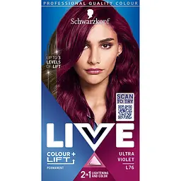 Уцінка. Стійка фарба для волосся Schwarzkopf Live Colour + Lift L76 Ultra Violet   - мініатюра 2