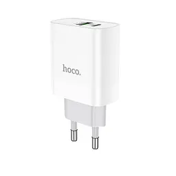 Зарядний пристрій Hoco C80A USB/ Type-C QC PD 20W білий