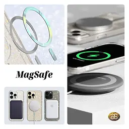 Противоударный чехол для Apple iPhone 15 Pro Max, Glow MagSafe, прозрачный, с функцией MagSafe, накладка с блестками, ударопрочный TPU+PC, поддержка беспроводной зарядки, ArmorStandart (ARM69901) - мініатюра 4