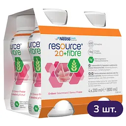 Набір ентеральне харчування Nestle Health Science Resource 2.0+Fibre зі смаком полуниці 2.4 л (3 уп. х 4 шт. х 200 мл) - мініатюра 5