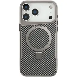 TPU+PC чохол Metal Buttons with MagSafe Carbon Ring для Apple iPhone 17 Pro (6.3) Сірий