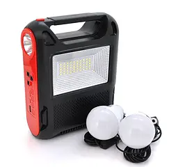 Переносний ліхтар з сонячною панеллю Voltronic JY-108+Solar, 2 режими, акумулятор, 2 лампочки 3W, USB вихід - мініатюра 1