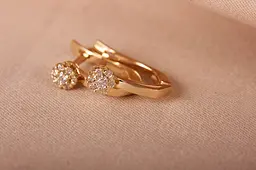 Сережки з жовтого золота з діамантами S-0039 - мініатюра 3