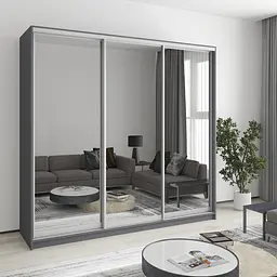 Шафа-купе тридверна MebelStar Комбо AL 3 Дзеркала 220x60x210 см Антрацит (MBS-3394)