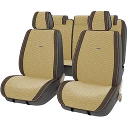 Накидки для сидінь Алькантара Palermo Premium Комплект Бежево-Коричневий кант