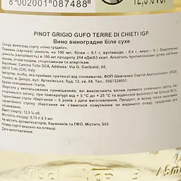 Вино Gufo Pinot Grigio Terre Di Chieti, біле, сухе, 0,75 л - мініатюра 3