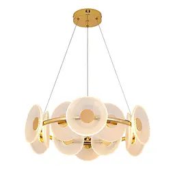 Підвісна LED-люстра 8036103-12LED (600) FGD, золота, Ø57 см, скляні плафони 175 мм, три режими світла - мініатюра 3