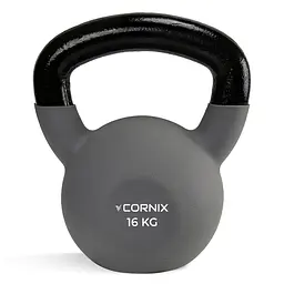 Гиря металева Cornix 16 кг з вініловим покриттям XR-0438 Grey/Black