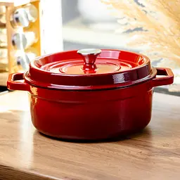 Кокотниця чавунна емальована 5,5 л, червоний Yongkang HP-FLG-5 RED - мініатюра 2