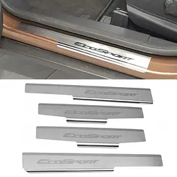 Накладки на пороги для Ford EcoSport 2013-2022 Нержавіюча сталь із загином та Логотипом 4 шт (Premium P-FO31)