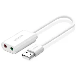 Звукова картка USB AUX jack, TRRS (Mic + Ear), ALC4042 15cm Ugreen Біла US205
