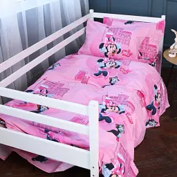 Простирадло Mirson на резинці Kids Time 17-0703 Hello Minnie 80х160 см бязь рожеве (2200010502824) - мініатюра 5