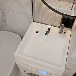 Раковина матова над пральною машиною Amidicon Breeze 50 600x500 з литого каменю BREEZE_50_MAT, Білий матовий - мініатюра 7
