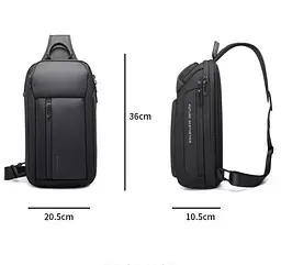 Однолямковий рюкзак через плече Bange BG-7566 7л Сумка-слінг з USB-роз'ємом Black (19367) - мініатюра 8