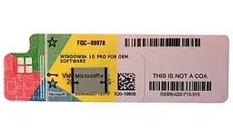 Microsoft Windows 10 Professional 64-bit Ukrainian 1 ПК (FQC-08978) наклейка