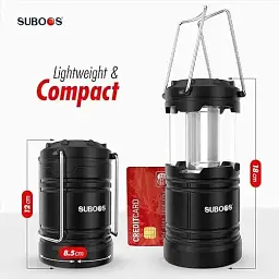 Ліхтарі для кемпінгу SUBOOS LED 2 шт яскраві з магнітною основою та складним гаком чорні - мініатюра 2