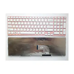 Клавіатура ноутбука Sony SVE15 (E15 Series) біла з рожевою рамкою UA (A43687)