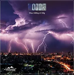Ваги для підлоги Monte МТ-6012-8, електронні, дисплей, максимальна вага 180кг, матеріал поверхні загартоване скло, розмір: