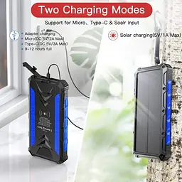 Зарядний пристрій на сонячних батареях IBattery S26W 20000mah з ліхтариком та бездротовою зарядкою - мініатюра 6