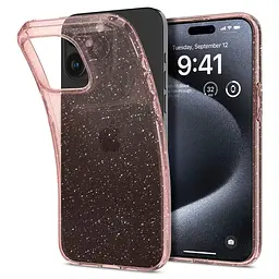 Прозорий чохол з блискітками Spigen Liquid Crystal Glitter для Iphone 15 Pro (6.1") Rose Quartz ACS06702