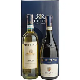 Уцінка. Набір вина Ruffino: вино Ruffino Chianti червоне сухе 0.75 л + вино Ruffino Orvieto біле сухе 0.75 л