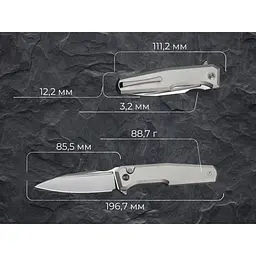 Ніж складаний туристичний Weknife Dressytak (8.6 см) Bohler M390 / Titanium сірий - мініатюра 14