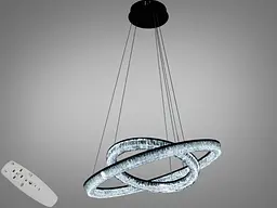 LED люстра підвісна Diasha D9711/600+400BK 2 кільця 78Вт чорна з ПДУ