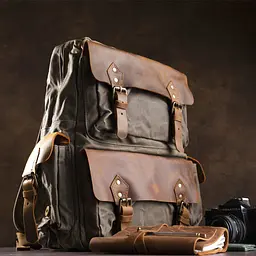 Туристичний рюкзак canvas 20107 Vintage болотяний - мініатюра 3