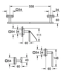 Набір аксесуарів 4 в 1 для ванної кімнати Grohe QuickFix Start Cube 411152430, Чорний матовий - мініатюра 2