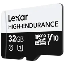 Карта пам'яті Lexar microSDHC, 32Gb, High-Endurance, Class10 UHS-I U1 V10, без адаптера, до 100/30 МБ/с (LMSHGED032G-BCNNG)