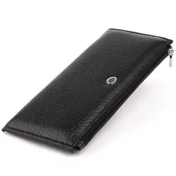 Горизонтальний тонкий гаманець зі шкіри унісекс ST Leather 19324 чорний - мініатюра 4