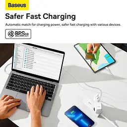 Адаптер - блок на 3 порти - зарядне Baseus Gan5 Pro Fast Charger 140W (CCGP100202) + кабель C to C - мініатюра 5