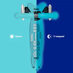 Самокат дитячий Micro Mini Deluxe Glow LED 3-колісний арктичний синій (MMD215) - мініатюра 7