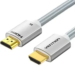 Кабель HDMI M-M, 2.0 м, V2.1, 8K 60Гц оплетка, Серебристый Metal Type Vention