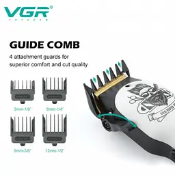 Акумуляторна машинка для стрижки VGR V-699, 4 насадки, LED дисплей, Біла - мініатюра 3