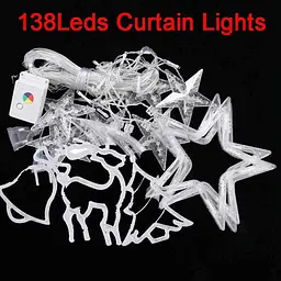 Гірлянда кімнатна штора Sun Lamp бахрома Cristmas 138 led 2.5 м ширина - мініатюра 3