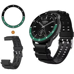 Безель Black-green та силіконовий ремінець Sikai для смартгодинника Xiaomi Watch S3/S4