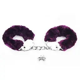 Хутряні наручники Lovetoy Fetish Pleasure Fluffy фіолетовий - мініатюра 5