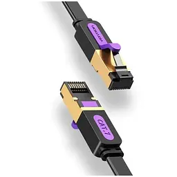Патч-корд 10м, UTP cat 7 RJ-45 flat black Vention (ICABL)